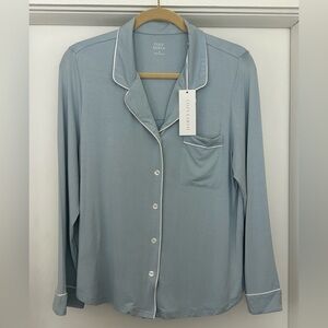 Cozy Earth NWT Women’s Bamboo Classic Long Sleeve Pajama Top in Powder Blue